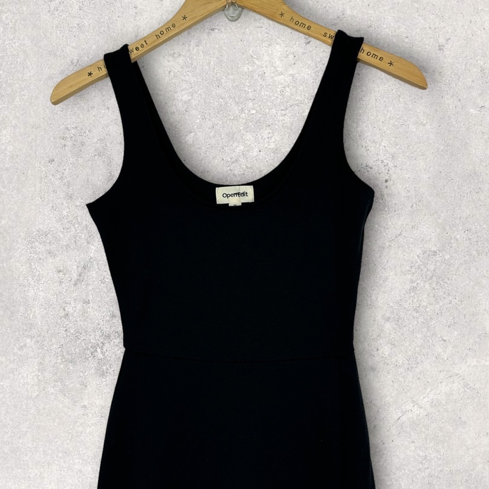 NEW Nordstrom 2022 Open Edit Scoop Neck Midi Dress Black Size XS Minimalist NWOT - Picture 5 of 11